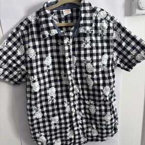 Gymboree Navy and White Checkered Shirt with Pineapple Print